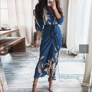 Elegant Front Twist Midi Dress